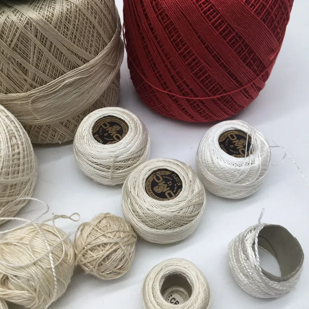 Mixed Tatting Crochet Thread Lot Solid Clarks, Lily, DeLuxe, J&P DMC Aunt Lydia’
